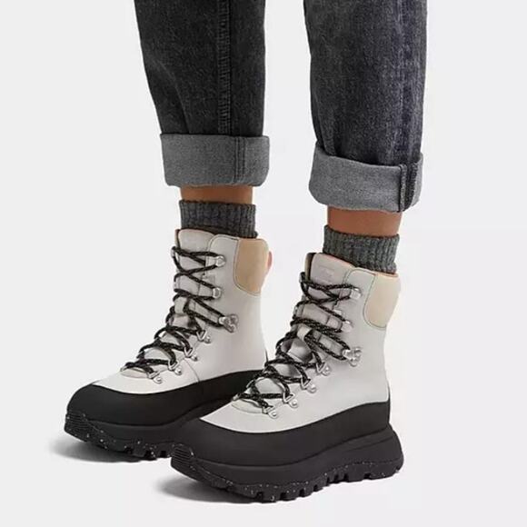 FitFlop Womens 8 Black Mix Neo D Hyker Waterproof Fabric Suede Boots P36-7 - Picture 3 of 11